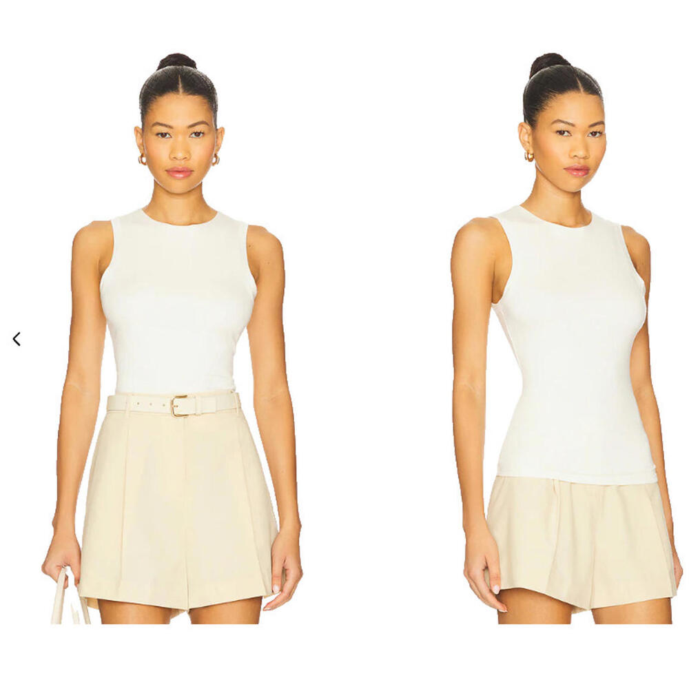 Eterne Sleeveless Crewneck Soft Jersey Top sleveless ivory size XS NWT $165 msrp